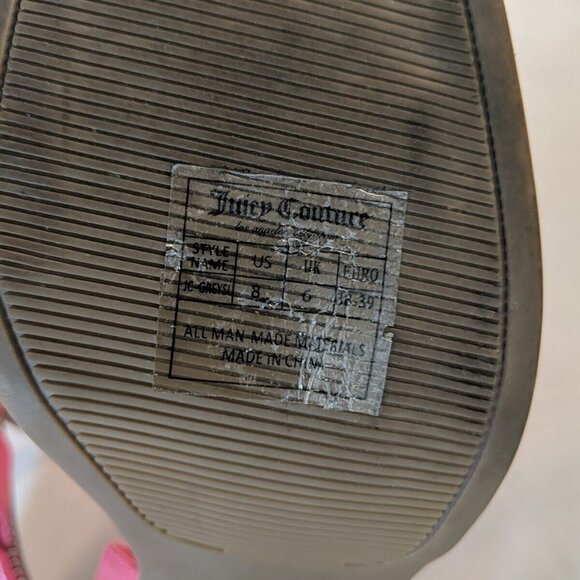 Juicy Couture Hot Pink Rhinestone Heels Clear 3" Heel Slingback Size 8 Logo Gems - Picture 14 of 16